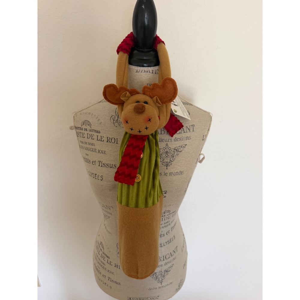 Primeware Noel Collection Blitz Reindeer Wine‎ Sock Bottle Gift Bag Carry Handle